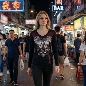 NWT Affliction Rebel Saint Size XL Mockingbird Long Sleeved Tshirt!